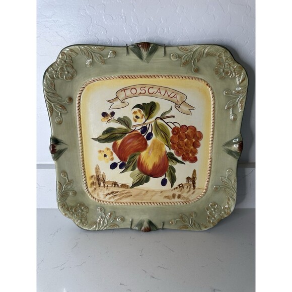Certified International Toscana Pamela Gladding Square Platter Tray 14” - Picture 1 of 6